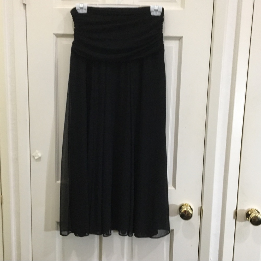 Odille for Anthropology black chiffon midi skirt
